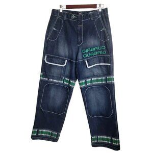 Vtg Marithe Francois Girbaud Jean Men 34 Blue Y2K Embroidered Baggy Hot Boy Taxi